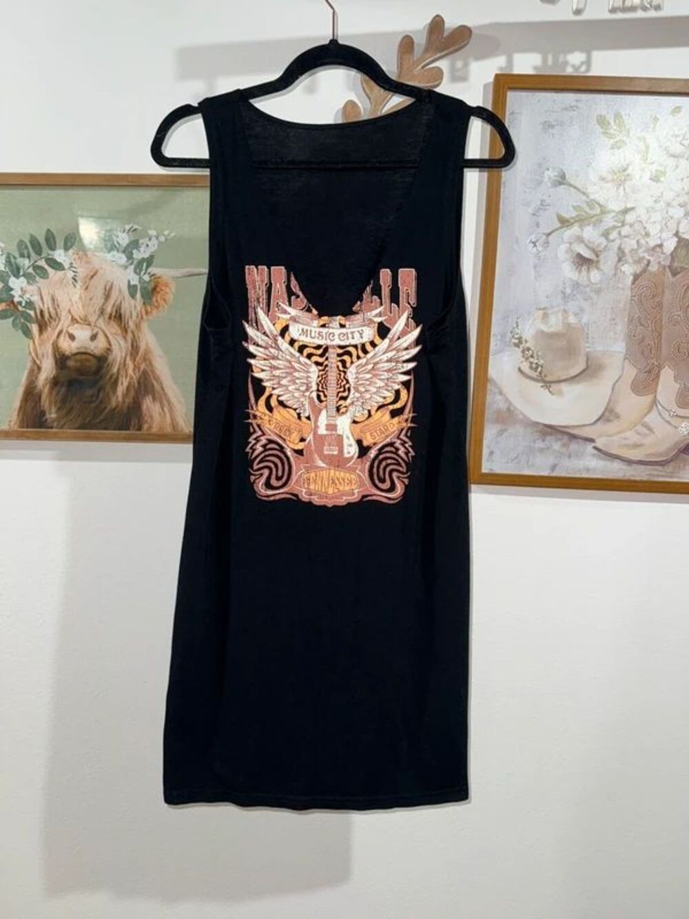 Short black graphic dress, size L